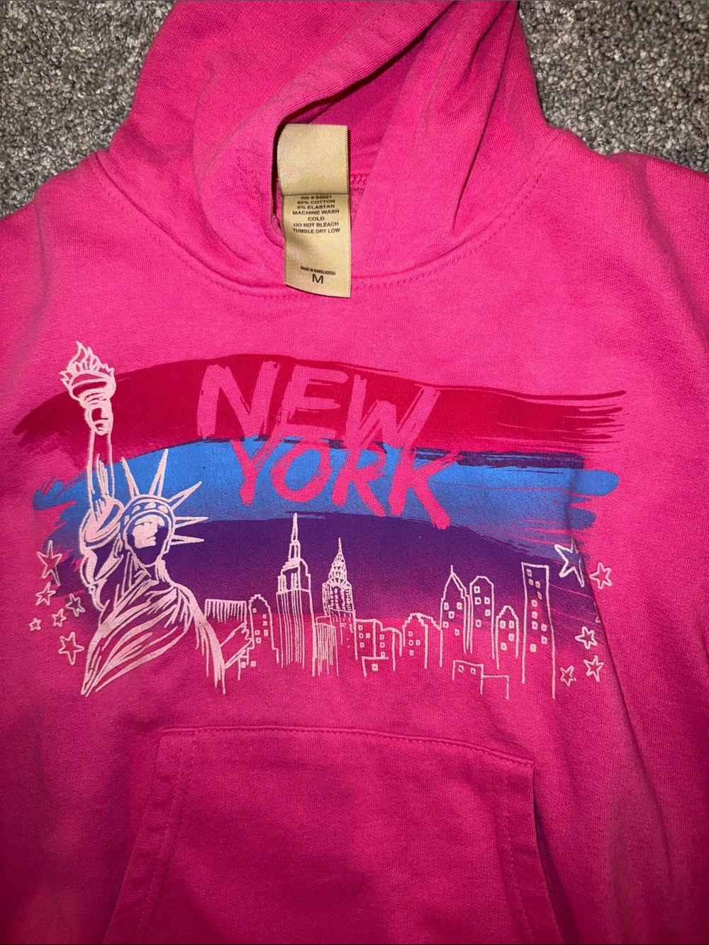 Hot Pink 'New York' Graphic Hoodie